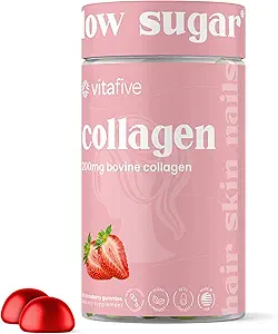 vitacin Collagen Gummies para Hombres y Mujeres, Bovine Collagen, Collagen Gummy para el pelo, la piel y el soporte de tejido conectivo, Gluten Free (50 Ct)
