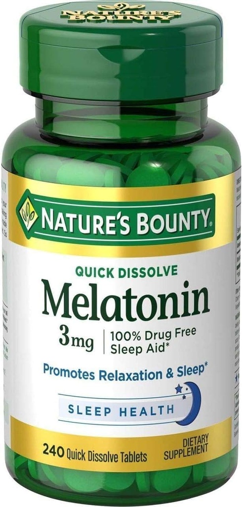 Bounty Melatonin 3 mg Tabletas 240 Tabletas (Pack of 4)