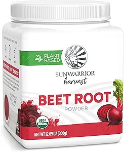 Sunwarrior Beet Root Powder Nitric Oxide Aumentar la contaminación Sangre y Flujo Circulación Natural No GMO Keto Vegan Superalimento para Smoothies Acai Pudding Baking 360g sq tub (90 Servings)