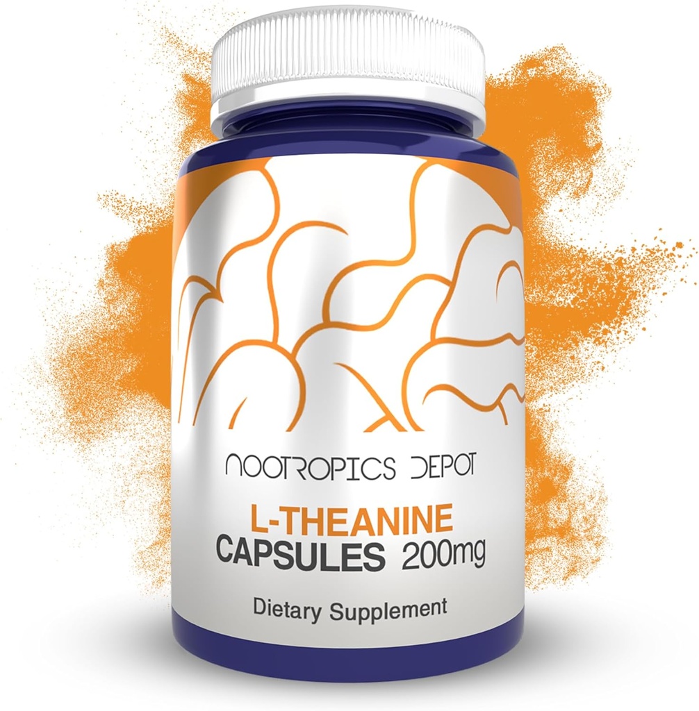 Nootropics Depot L-Theanine Capsules 200mg (180 Conde) ¦ Promueve Relajación Silencioso Apoyos Niveles de estrés saludables + Ciclos de sueño ¦ Promueve Función Cognitiva + Focus ¦ Suplemento Aminoácidos