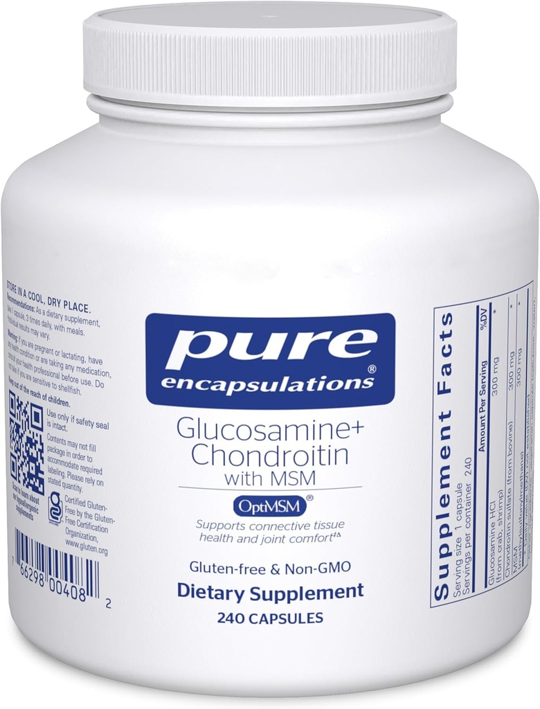 Pure Encapsulations Glucosamine Chondroitin with MSM - Supports Joint Health & Normal Cartilage Formation* - Maintains Enzyme Activity - Gluten-Free ' Non-GMO - 240 Capsules