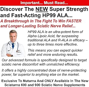 Sciatica Nerve Support Suplemento con 900 mg HP-99 Alpha Lipoic Acid Formula - Max Strength ALA for Feet Hands Fingers Legs - Ultra Potent 18 in 1 Natural Peripheral Nerve Vitaminas - 180 cápsulas