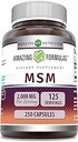 Fórmulas increíbles MSM (Methylsulfonylmethane) Suplemento Silencio 2000 Mg Per Serving Silencio Capsules Silencio No-GMO Silencio Gluten Free ← Made in USA (1 Pack, 250 Count)