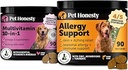 10 en 1 Multivitamina + Alergía Soporte Soft Chew Suplemento Bundle - Skin & Seasonal Pollen Alergías - Itch Relief for Dogs - Conjunto, Digestivo, Corazón, Skin, Coat &amp; Immune Support Vitamina