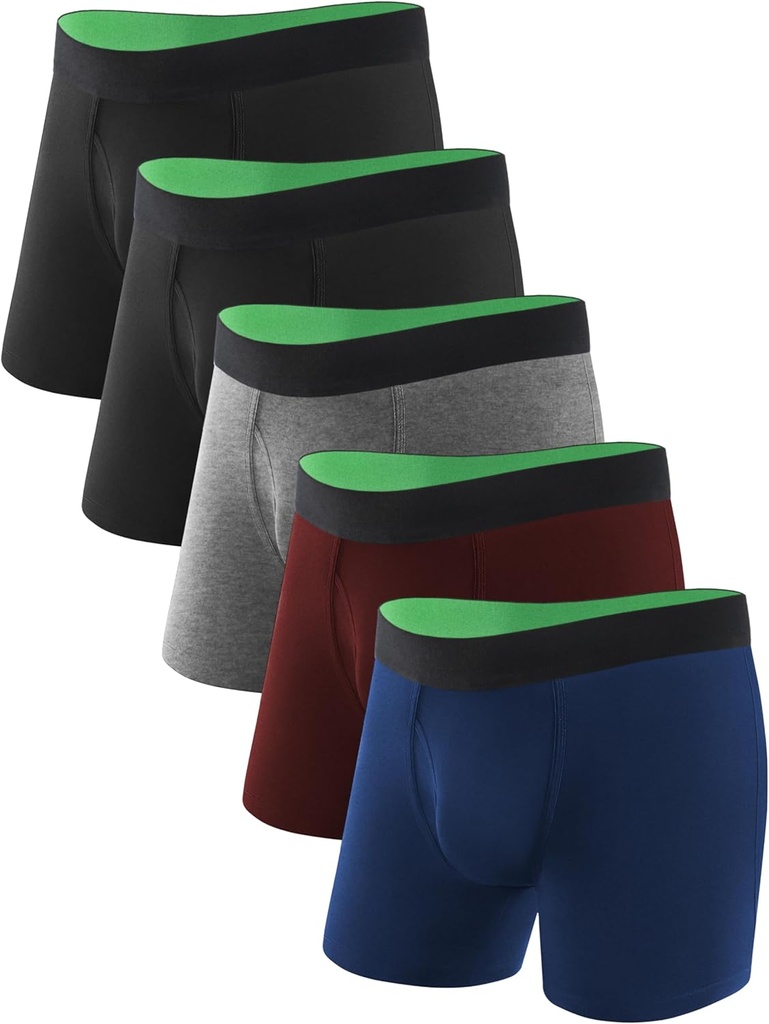 TIICHOO Ropa interior de incontinencia lavable para hombres incontinencia regular incontinencia Boxer Briefs with Fly 5 Pack