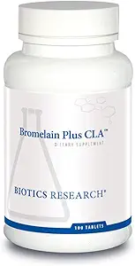 Biotics Research Bromelain Plus CLA Supplies Bromelain y Papain, proporciona apoyo suplementario enzima, soporta Muscular Comfort 100 Tablets