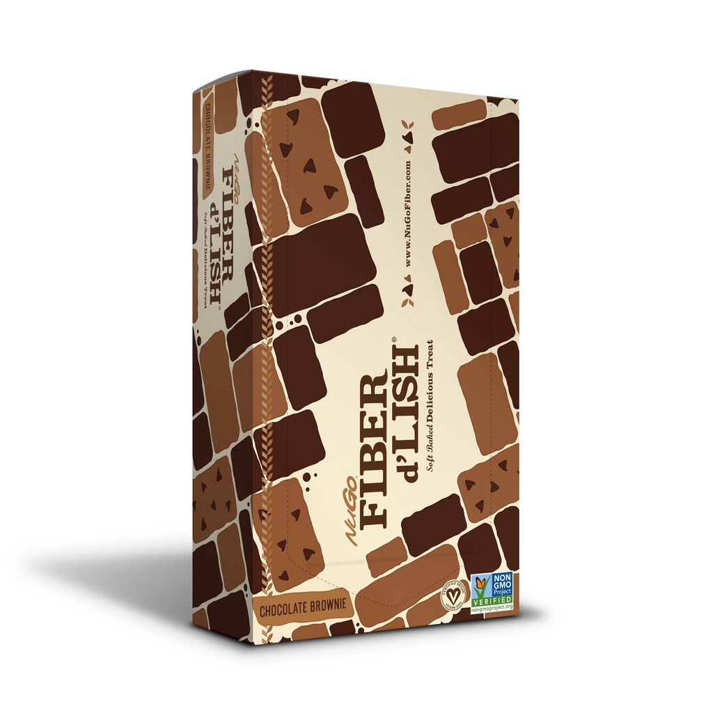 NuGo Fiber d'Lish Chocolate Brownie, 12g High Fiber, Vegan, 150 Calories, 16 Count