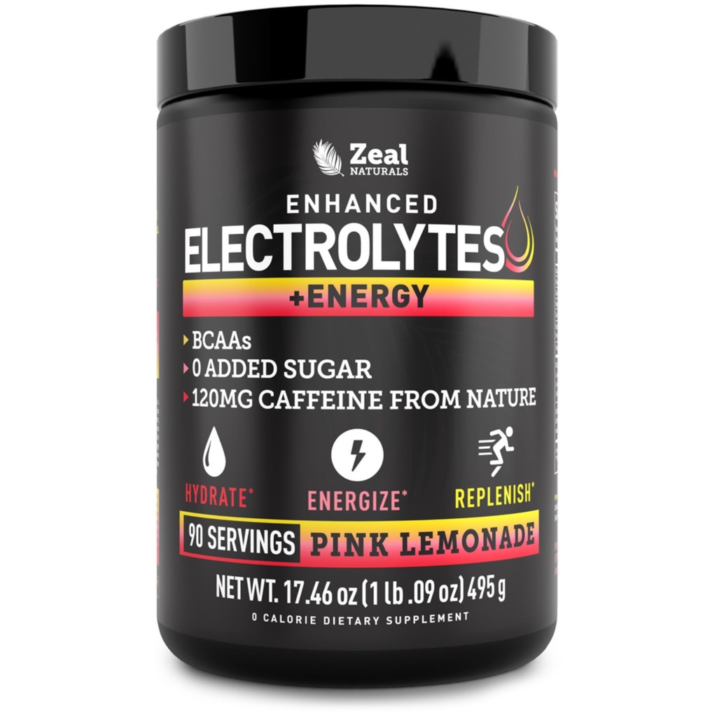 Pre-Workout Electrolyte + Energy Powder Drink Mix (90 Servings  durable Pink Lemonade) w / 0 Sugar +BCAAs +B-Vitamins Electrolyte Suplemento w Potassium Zinc &amp; Magnesium for Hydration - Keto Electrolytes