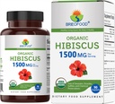 Brieofood Organic Hibiscus 1500mg, 45 Servings, Vegetarian, Gluten Free, 90 Tablets Vegetarianos