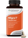 LifeSeasons Migra-T with Relieve-R - Migraine Prevention & Relief Supplement - Support for Severe Headaches - Reduce el sonido de la luz " Odor Sensitivity - Feverfew, White Willow, Magnesium Ginger " CoQ10