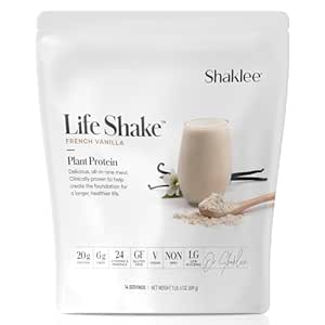 Shaklee Life Shake™ Plant Protein French Vanilla - Complete Meal Replacement with 20g Protein, 6g Fiber, 24 Vitamins & Minerals - Supports Satiety & Healthy Weight - Non-GMO - 14 Servings