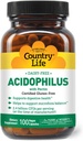 Country Life Acidophilus Probiotic Supplement for Women ' Men - Gratis from Common Allergens - 2.4 Billion CFUs to Support Digestive Health - Dairy-Free, Non-GMO, 100 Vegan Capsules