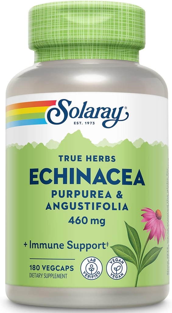 SOLARAY Echinacea Purpurea & Angustifolia Root 460 mg | Healthy Immune & Respiratory Function Support | 180 VegCaps