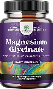 Alta Absorción Magnesium Glycinate Capsules - 500mg Magnesium Glycinate Por Serving for Calming Sleep Plus Muscle Bone & Nerve Soporte - Chelated 500mg GMP certificado 240 Conteo