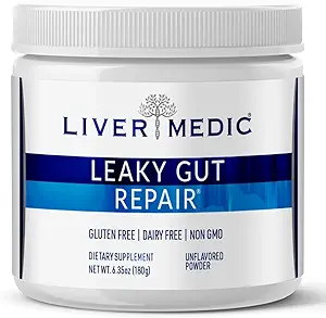 Leaky Gut Repair Gut Health Support Powder Glutamine Slippery Elm for IBS Heartburn Relief Bloating to Soothe Stomach for Women & Men Capsules (Unflavored) 180g