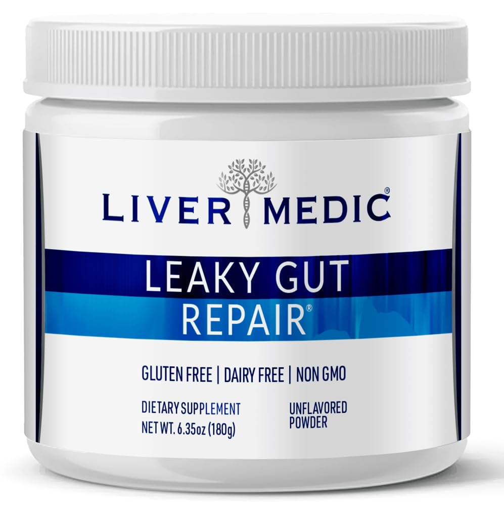 Leaky Gut Repair Gut Health Support Powder Glutamine Slippery Elm for IBS Heartburn Relief Bloating to Soothe Stomach for Women &amp; Men Capsules (Unflavored) 180g