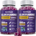2 Packs Glucosamine Chondroitin Gummies - 3000MG Extra Strength Joint Support Supplement with MSM & Elderberry, Flexibility, Antioxidant Immune Support Gummy for Adults, Men &amp; Women