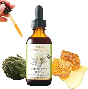 Urban Moonshine Healthy Liver Bitters - Liver Support - Detox - Bile Production - Gut Health - Artichoke - Dandelion - Gentle Detox* -Organic- 2 Fl Oz