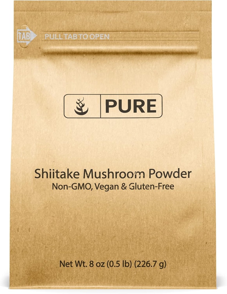 PURE ORIGINAL INGREDIENTES Shiitake Mushroom (8oz) Black Forest Mushroom, Extracto Herbal, Suplemento Tradicional.