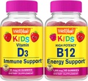 BuenoSí Vitamina D3 Niños + Vitamina B12 Niños, Gummies Bundle - Gran Tasting, Suplemento de Vitamina, Gluten Gratis, GMO Gratis, Chewable Gummy
