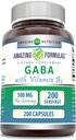 Fórmulas increíbles GABA con vitamina B6 Suplemento TENIDO 500 Mg Por Serving TENIDO 200 cápsulas Silencio No-OMG TENIDO Gluten Free TEN Made in USA