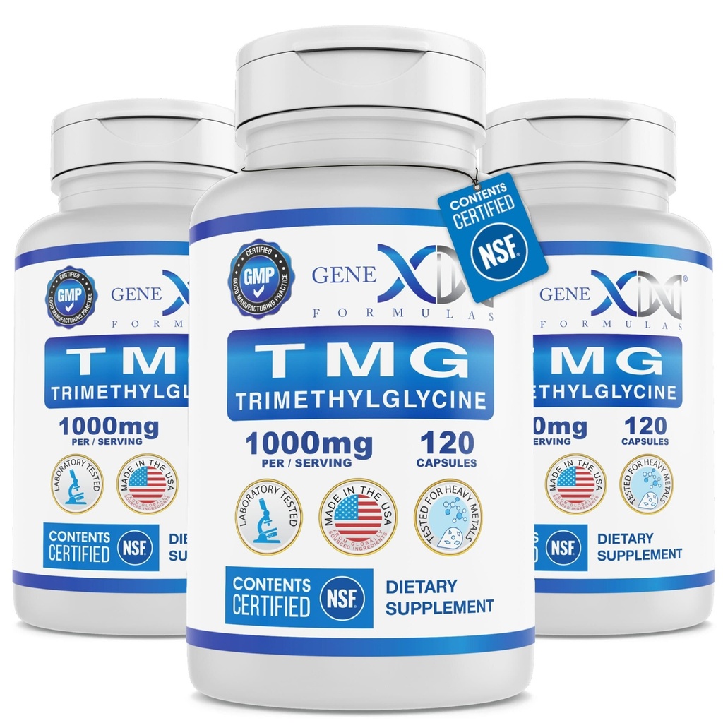 Genex Formulas TMG Supplement 1000mg (360 Capsules) - NSF Certified for Safety, Quality & Label Accuracy - Betaine Anhydrous Trimethylglycine - Liver Supplement - Gluten Free & Non-GMO - 30-Day Supply