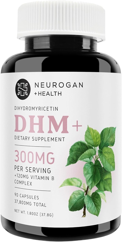 Neurogan Premium Dihydromyricetin (DHM) Capsules, 51,300mg Total, 90ct. Silencio para el soporte post-Bebida Silencioso junto con Complejo de Folato de Vitamina B para la recuperación óptima y bienestar