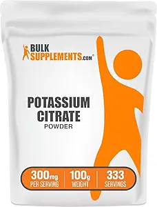 BulkSupplements.com Polvo de Citrato de Potasio - Suplemento de Potasio, Electrolitos Suplemento - Puro, Gluten Gratis - 310mg por Serving, Múltiples Servimientos (100 Gramos - 3.5 oz)
