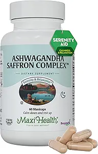 Ashwagandha Supplements Complex with Saffron – 600mg Ashwagandha Capsules & 30mg Saffron Extract for Stress Relief, Mood & Calm – Kosher, 60 Capsules