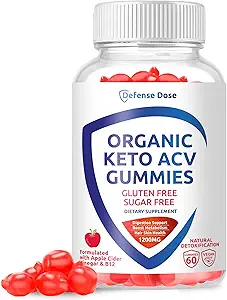 Organic Keto ACV Gummies - Gluten &amp; Sugar Free Pro Active Apple Cider Vinegar Suplemento para Mujeres Hombres (1200MG)