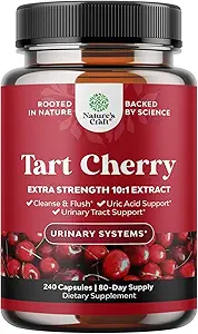 Extra Strength Tart Cherry Capsules - Tart Cherry Extract Capsules 7500mg for Uric Acid Cleanse for Gout & Kidneys Support - Fruit Extract Supplement for Urinary Tract Health & Joint Support - 240 Ct