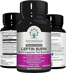 Leptin Burn - Thermogenic Fat Burner, Appetite Suppressant, Energy Booster " Metabolism Booster for Weight Loss - Diet Pills That Work Fast for Women " Men - 60 Slim Pills, Gluten Free