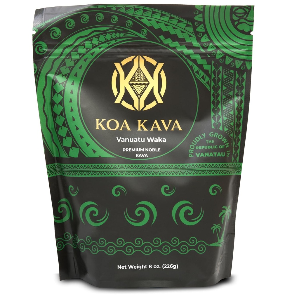 Vanuatu Koa Kava Kava Powder - Premium Noble Waka Kava Tea hecho de Postes Laterales en Vanuatu para la relajación auténtica. 8 oz.