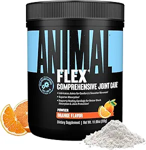 Animal Flex Powder - Suplemento de Apoyo Conjunto para Alivio del Dolor, Reparación y Restauración de Musculos con Turmérico, Glucosamina, Condroitina, MSM, Collagen y Boswellia, Gran Sabor Naranja de Cata, 30 Scoops