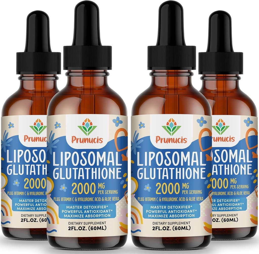 2000MG Liposomal Glutathione Liquid, 98% Absorción, Forma activa L-Glutathione Suplemento, Vegan Friendly, Poderoso Complejo Antioxidante para Sistema Inmuno, Defensa del envejecimiento, Detox,8 FL.OZ