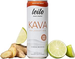 LEILO ← Kava Powered Moscow Mule Mocktail Drink ⋅ 12-Pack – Sugar-Free &amp; Non-ALC Funal Relax Apoyo  12 fl oz Cans (Pack of 12)