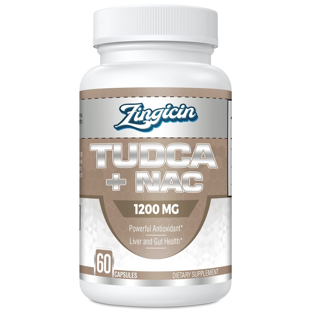 TUDCA con NAC Suplemento 1200mg - 60 cápsulas,Powerful TUDCA Bile Salt Plus N-Acetyl-Cysteine,Antioxidant Supplements for Liver,Digestion