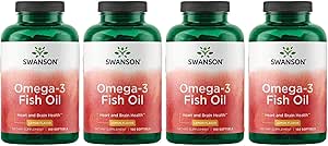 Swanson Omega 3 Fish Oil Suplemento Corazón Cerebro y Soporte Conjunto EFAs sin GMO 180 mg EPA Plus 120 mg DHA 150 Softgel Capsules Lemon Flavor (4 Pack)