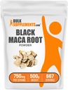 BulkSupplements.com Black Maca Powder - Black Maca Root Supplement, Herbal Supplement for Men &amp; Women - Vegan, Gluten Free, 750mg por Serving, 500g (1.1 lbs) (Pack of 1)