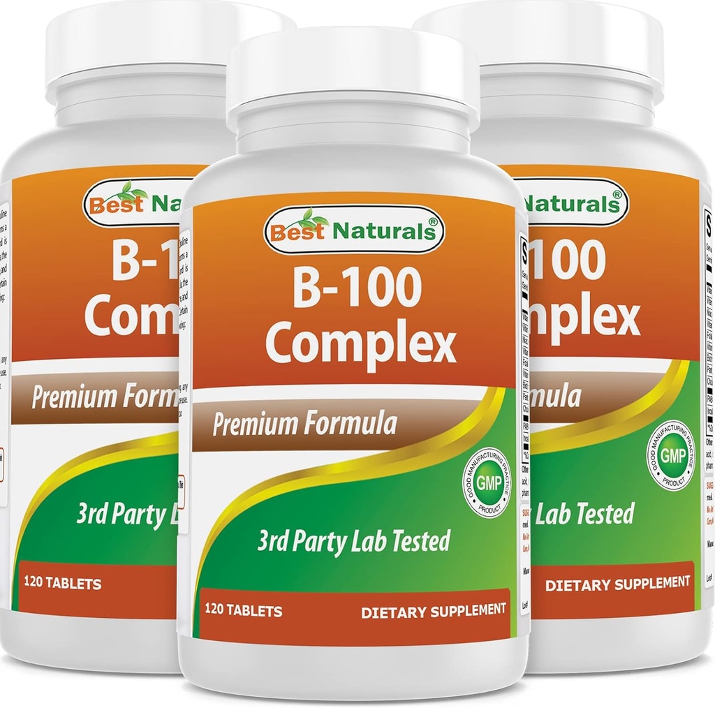 Mejores Naturales B 100 Complejo 120 Tabletas (B Complejo Vitaminas) (120 Cuenta (Pack of 3))