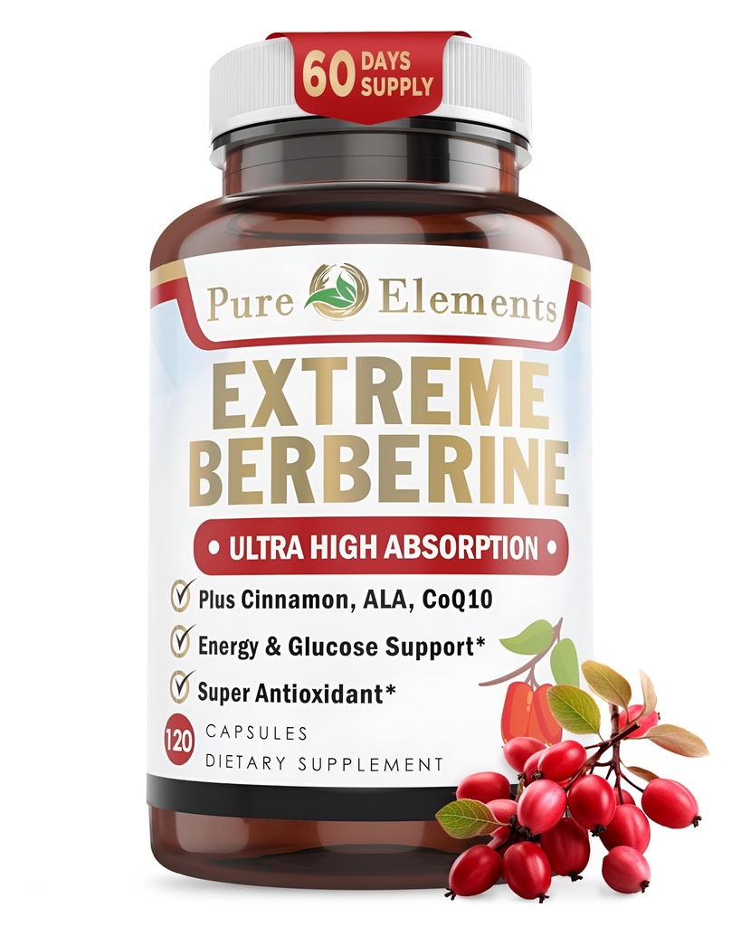 Extreme Berberine Plus con ALA, Coq10, Turmeric, Cinnamon, Bitter Melon, Banaba Leaf, Korean Panax, Royal Jelly, y otras 21 hierbas para el azúcar en sangre saludable y salud e inmunidad general