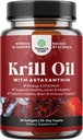 Krill Omega 3 Fish Oil Softgels 500mg - Concentrated Krill EPA & DHA Fish Oil Omega 3 Suplemento para Hombres Mujer para Apoyo Inmunitario, Brain & Heart Health - Burpless Fatty Acids Suplemento - 30 Conde