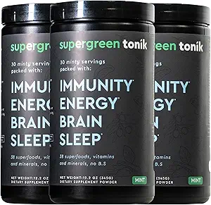 100% Natural Greens Superfood Powder – Suplemento diario con 38 Superfoods, Vitaminas y Minerales – Apoya Energía, Estrés e Inmunidad – 30 Day Supply – 360 Grams (3 Tubs)