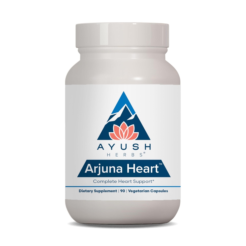 Ayush Herbs Arjuna Heart - Complete Heart-Support Supplement, Natural Arjuna, Magnesium & CoQ10 Formula for Women & Men - 90 Vegetarian Caplets (1 Count)