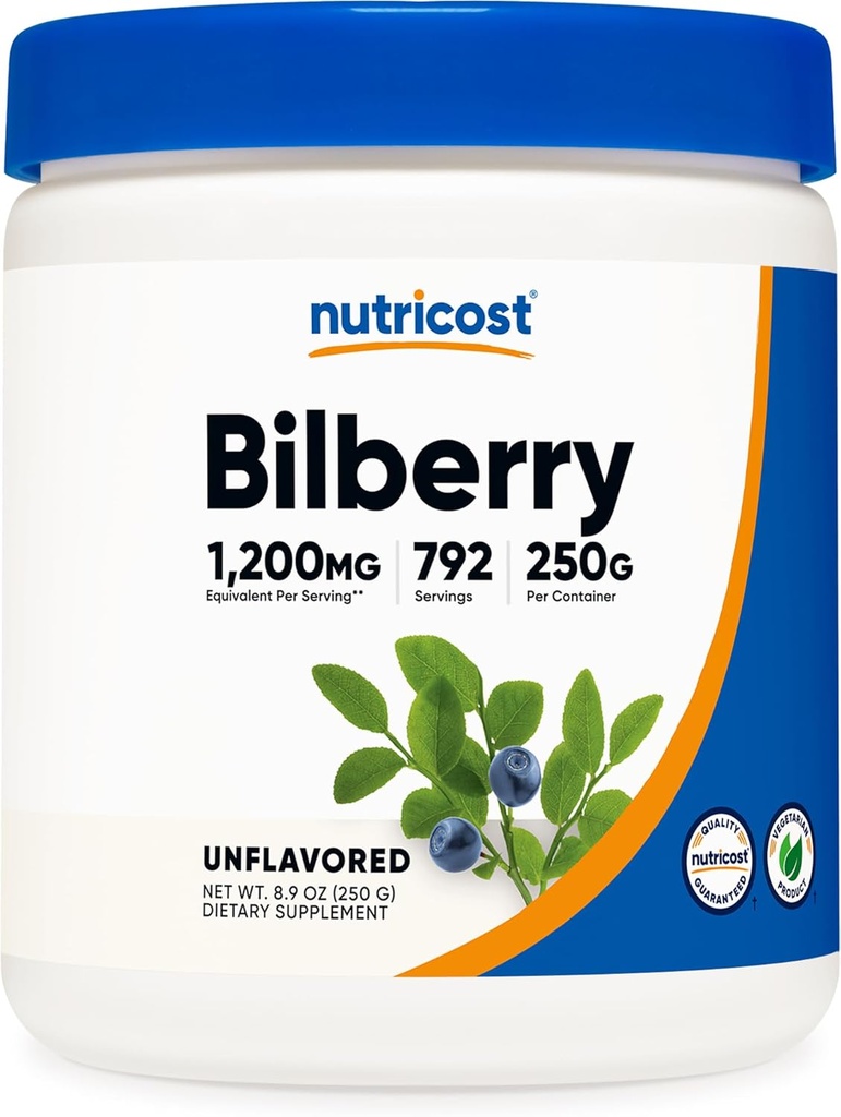 Nutricost Bilberry Powder 250 gramos - Gluten Free and Non-GMO