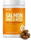 Pet MD Salmon Omega Bites for Dogs - Skin and Coat Supplement with Omega 3 &amp; 6 for Dogs Plus DHA &amp; EPA - Promueve la alergia y el alivio de la piel seca - 60ct