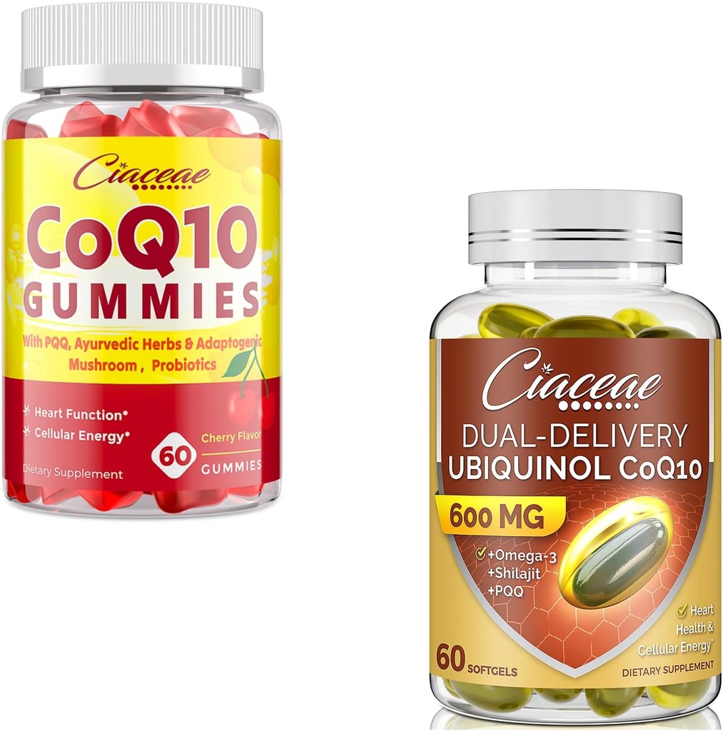 Ubiquinol CoQ10 600 MG 60 Softgels Bundle con CoQ10 Gummies 400 MG 60 Cuenta
