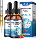 (2 Pack) Magnesium Citrate Liquid Magnesium Drops Supplement 500mg-Support Stress Relief, Bone, Muscle, Mood, Sleep-4 Fl Oz, Vegan, Raspberry Flavor