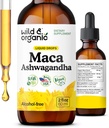 Wild & Organic Maca Ashwagandha gotas para hombres y mujeres - Peruano Maca Root y Ashwagandha Tincture para soporte general - Vegan, Azúcar &amp; Alcohol-Free Extract Suplemento - 2 fl oz