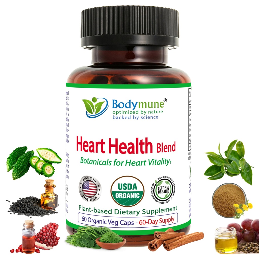 CholesterolSupport Heart Health Blend ← USDA Organic Supplement w/Extracts of Green Tea, Dandelion, Bitter Melon, Moringa TEN 60-Day Supply TEN Vegan, Non-GMO, Gluten-Free, Made in USA